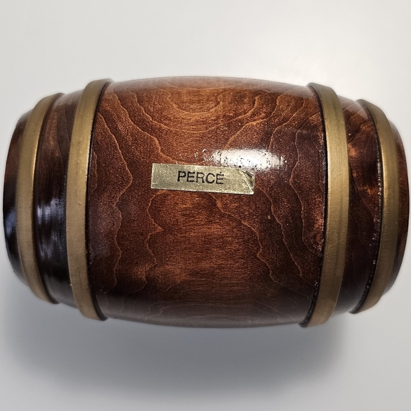 PERCE Wooden Barrell with Sail Boat Coin Piggy Bank - Picture 6 of 16